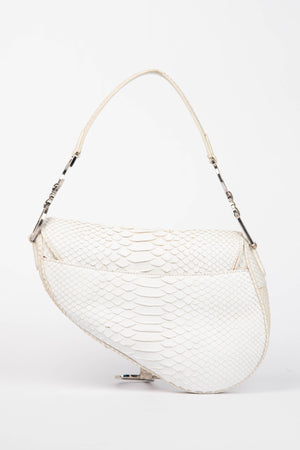 RARE 2000s Christian Dior White Python Saddle Bag