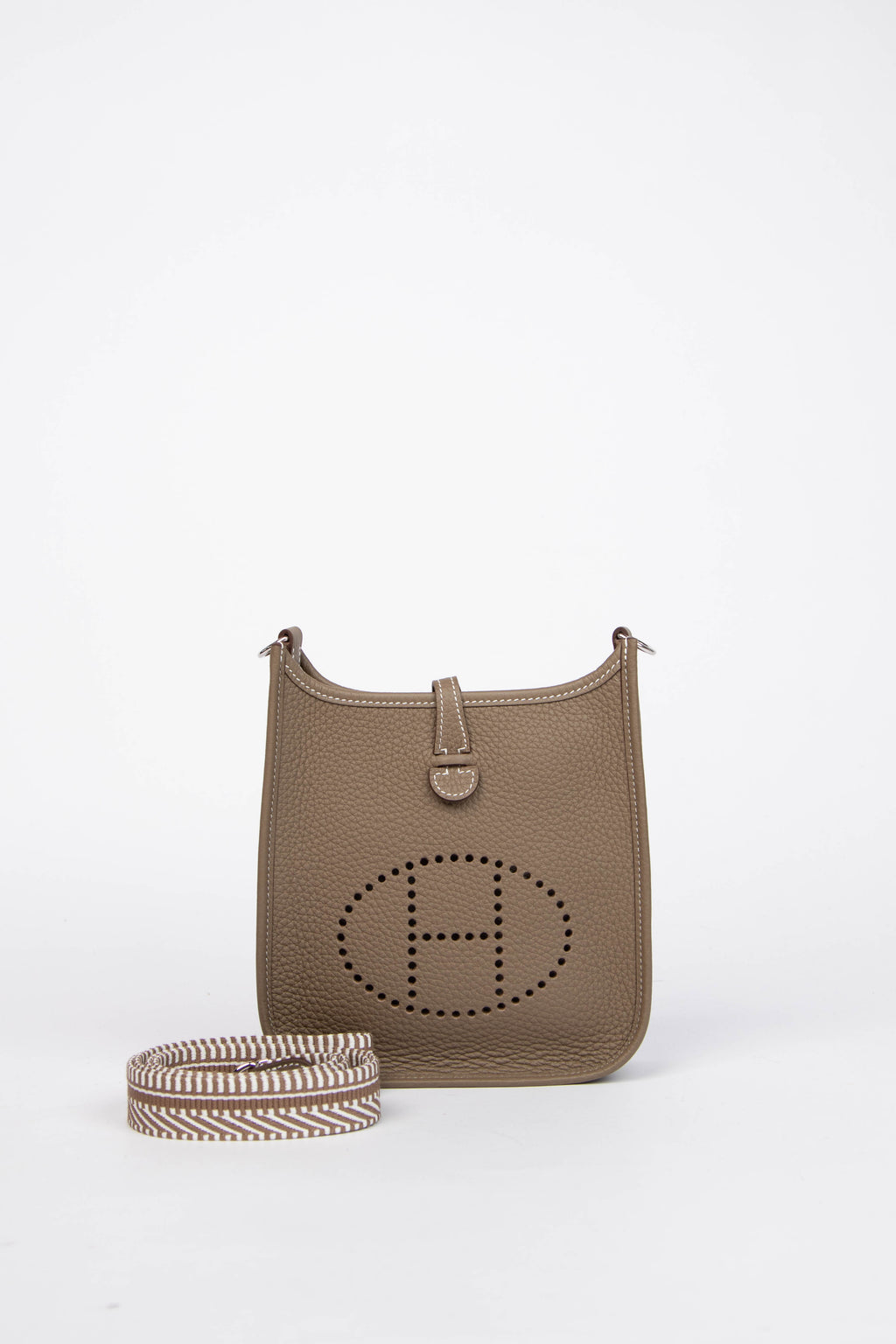 2025 Hermès Etoupe Clemence Leather Mini Evelyne with SHW