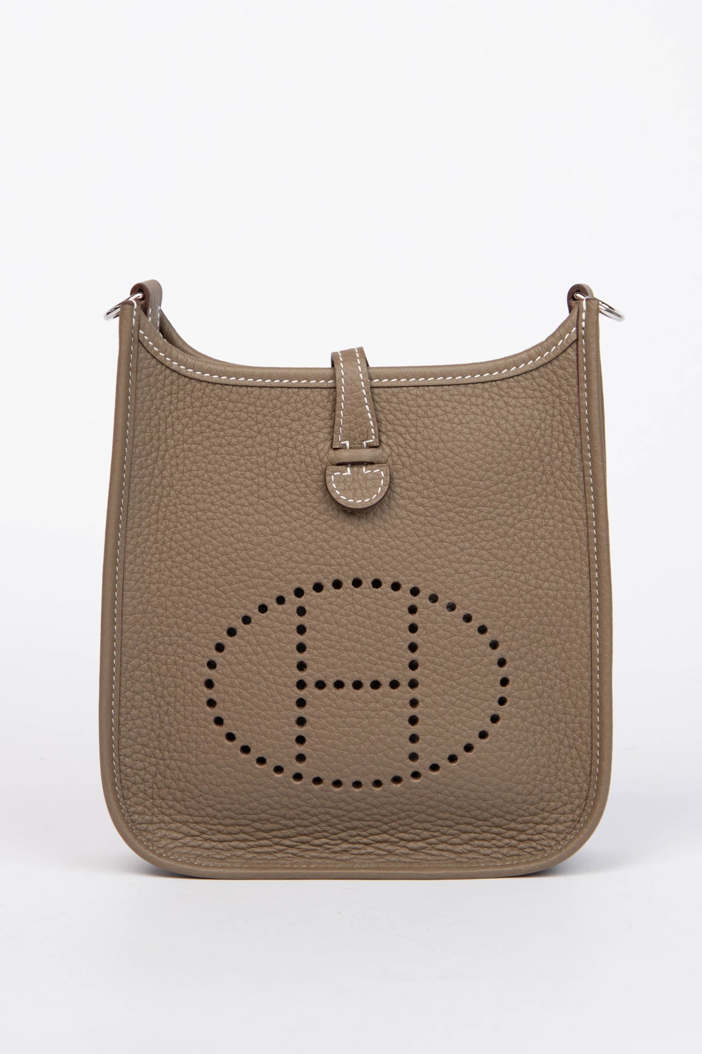 2025 Hermès Etoupe Clemence Leather Mini Evelyne with SHW