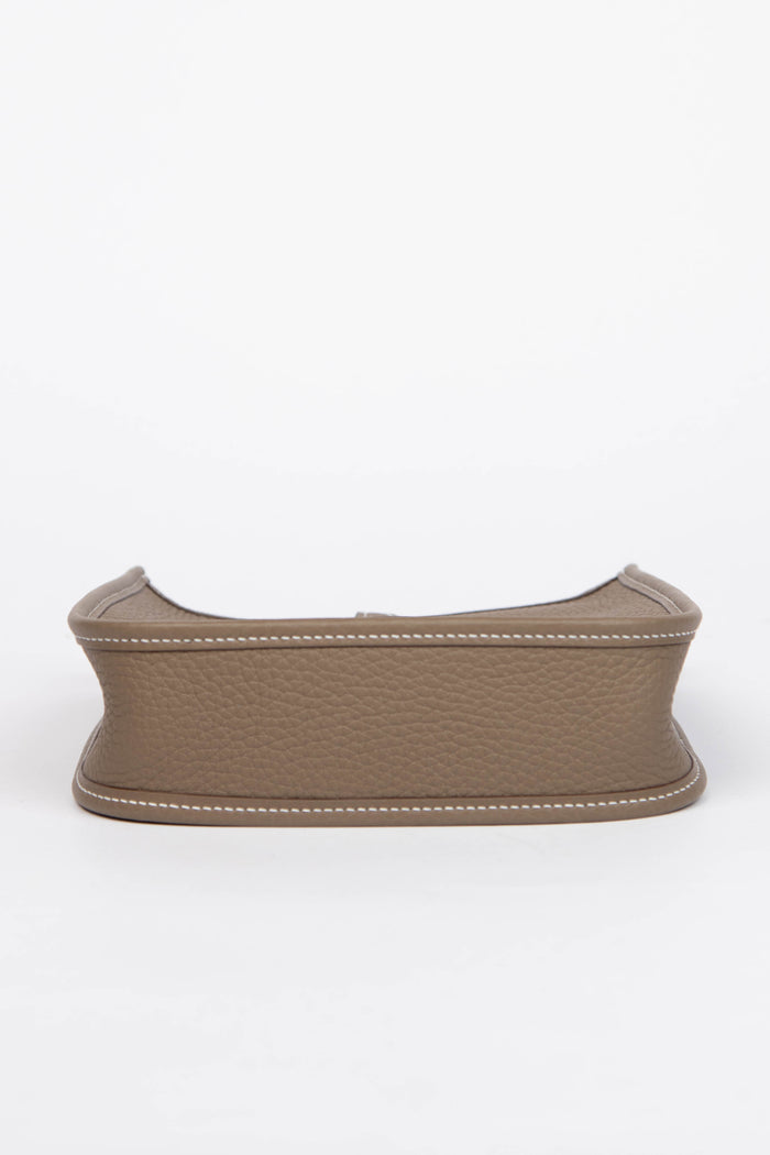 2025 Hermès Etoupe Clemence Leather Mini Evelyne with SHW