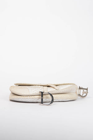 RARE 2000s Christian Dior White Python Saddle Bag