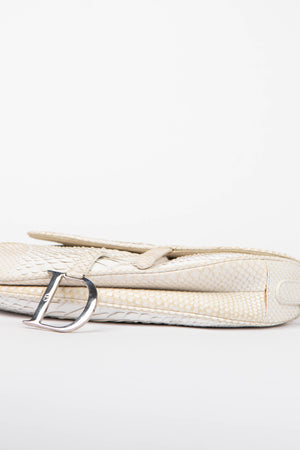 RARE 2000s Christian Dior White Python Saddle Bag
