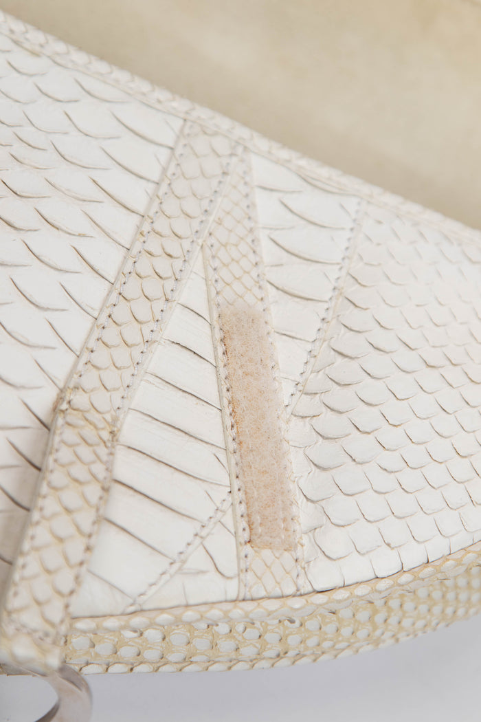 RARE 2000s Christian Dior White Python Saddle Bag