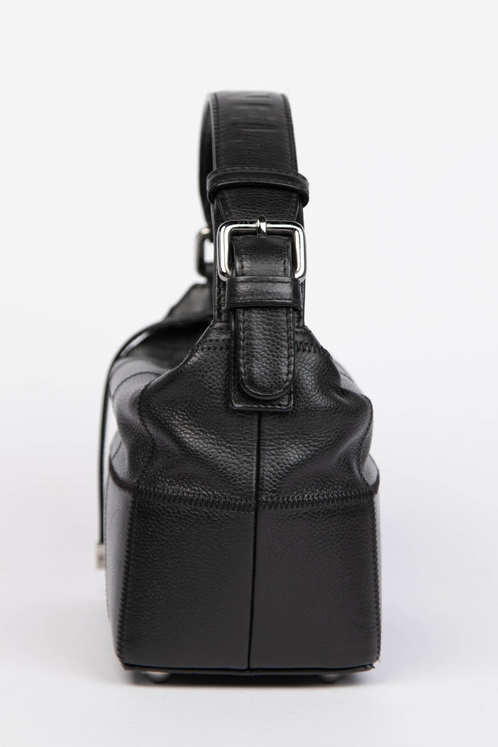 2000s Chanel Black Caviar Leather Chocolate Bar Top Handle Bag