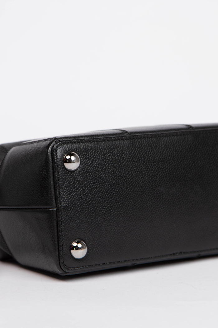 2000s Chanel Black Caviar Leather Chocolate Bar Top Handle Bag