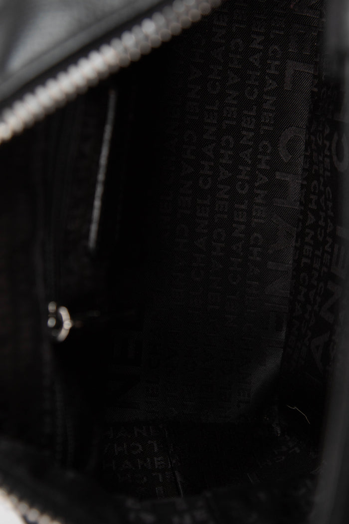 2000s Chanel Black Caviar Leather Chocolate Bar Top Handle Bag