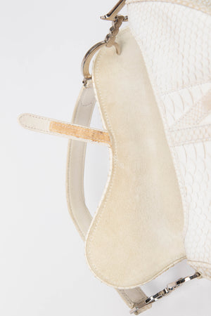 RARE 2000s Christian Dior White Python Saddle Bag