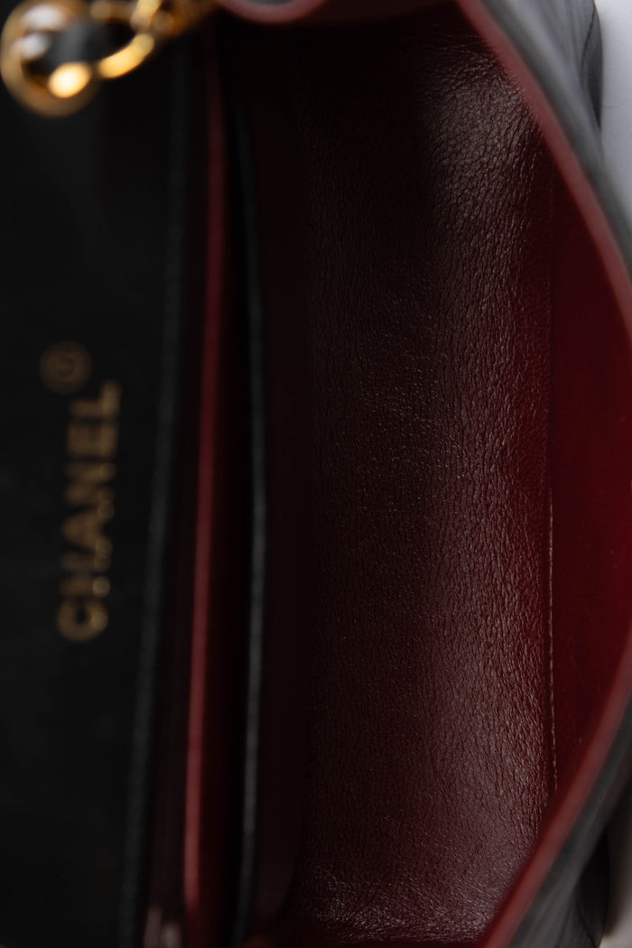 90s Chanel Black Lambskin Mini Square Flap Bag with 24K GHW