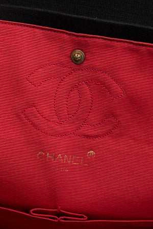 80s Chanel Black Jersey Medium Double Flap Shoulder Bag 24k GHW