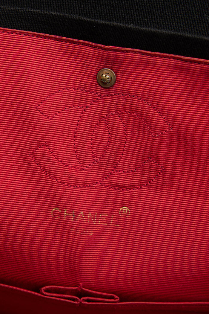 80s Chanel Black Jersey Medium Double Flap Shoulder Bag 24k GHW