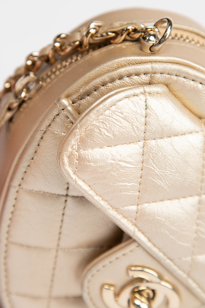 RARE Chanel Gold Lambskin Leather Heart Small Cross Body Bag