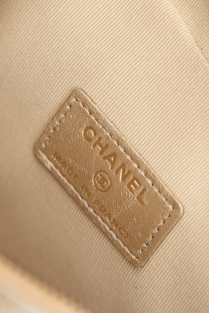 RARE Chanel Gold Lambskin Leather Heart Small Cross Body Bag