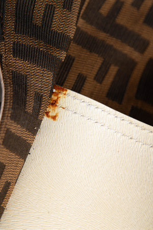 Fendi Zucca Monogram and Leather Baguette Shoulder Bag