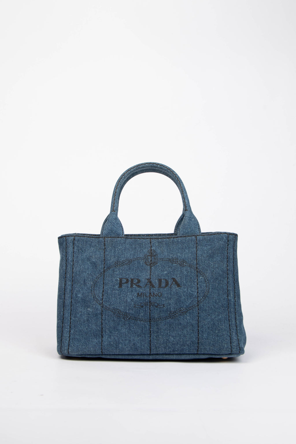 2010s Prada Denim Small Canapa Tote Bag