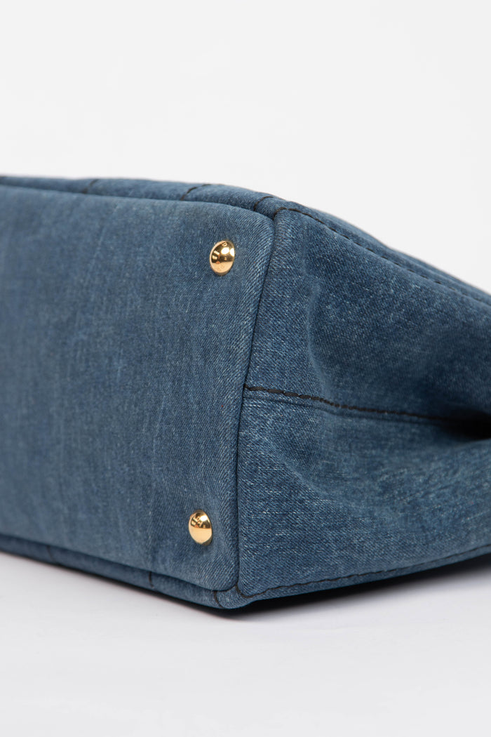 2010s Prada Denim Small Canapa Tote Bag