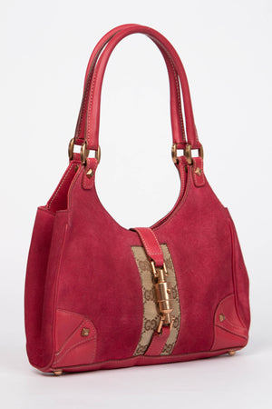 Vintage Gucci Pink Suede Bardot Jackie Shoulder Bag