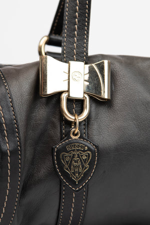 Vintage Gucci Black Leather Mini Duchessa Boston Bag