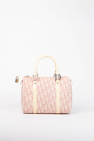 2000s Christian Dior Pink Monogram Canvas Boston Bag