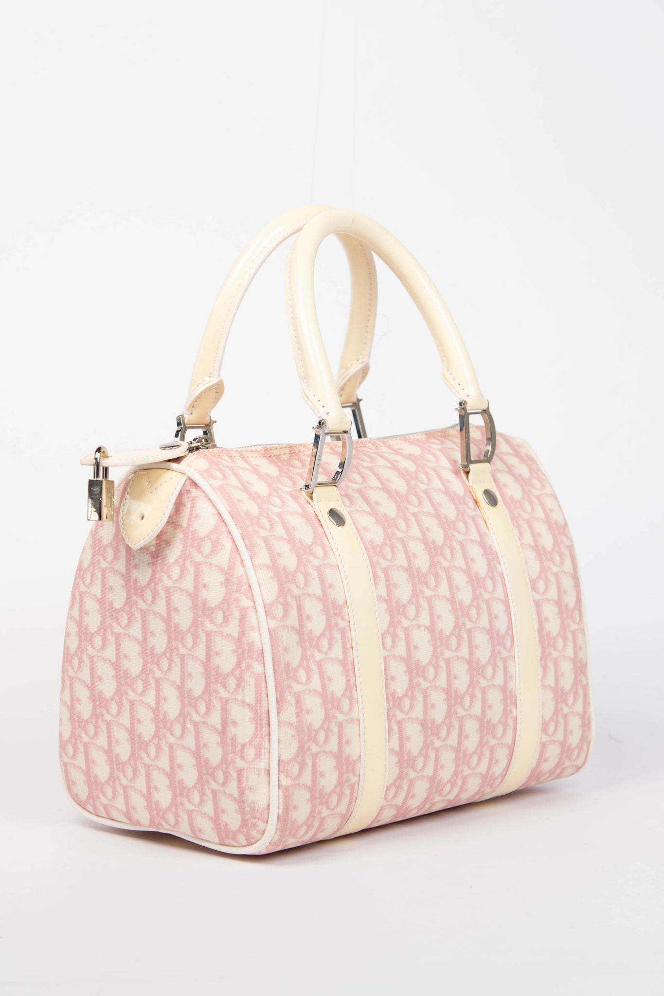 2000s Christian Dior Pink Monogram Canvas Boston Bag