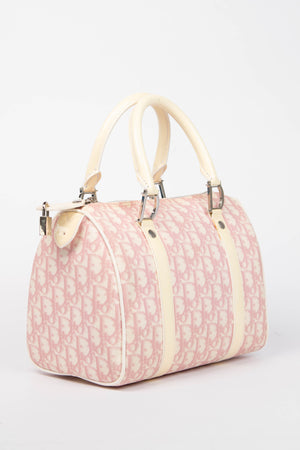 2000s Christian Dior Pink Monogram Canvas Boston Bag