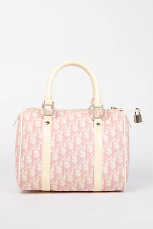 2000s Christian Dior Pink Monogram Canvas Boston Bag