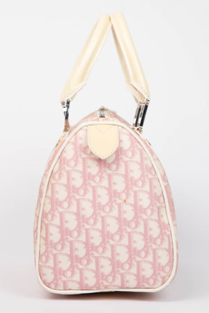 2000s Christian Dior Pink Monogram Canvas Boston Bag