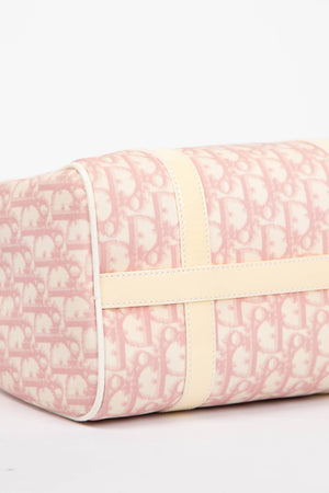 2000s Christian Dior Pink Monogram Canvas Boston Bag