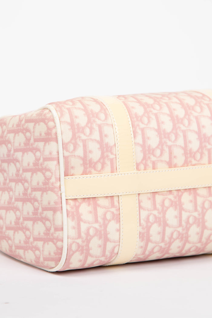 2000s Christian Dior Pink Monogram Canvas Boston Bag