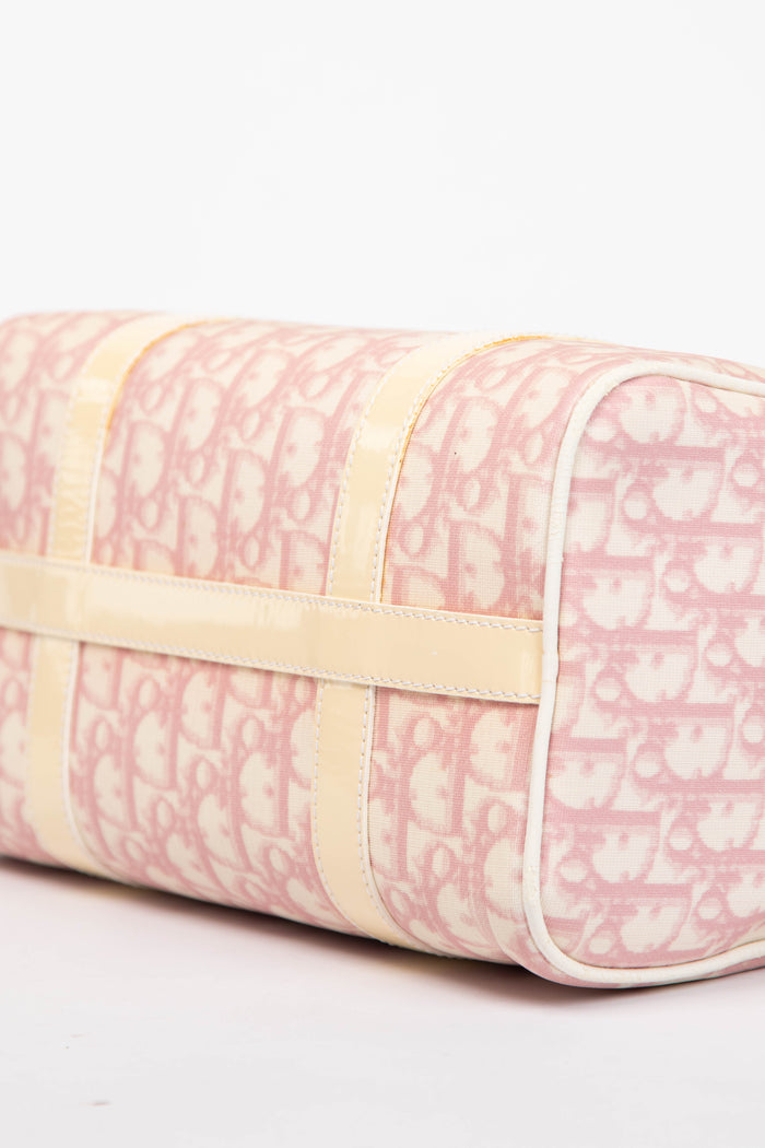 2000s Christian Dior Pink Monogram Canvas Boston Bag