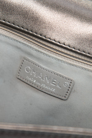 2014 Chanel Silver Perforated Leather Medium Boy Bag