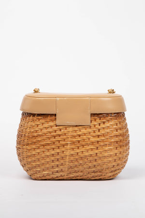 RARE 90s Chanel Beige Leather Basket Crossbody Bag