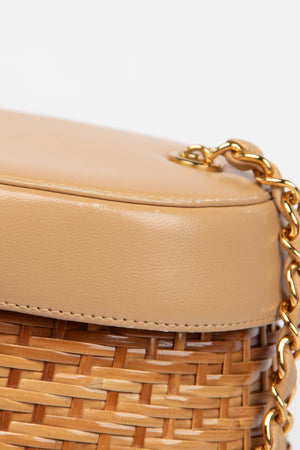 RARE 90s Chanel Beige Leather Basket Crossbody Bag