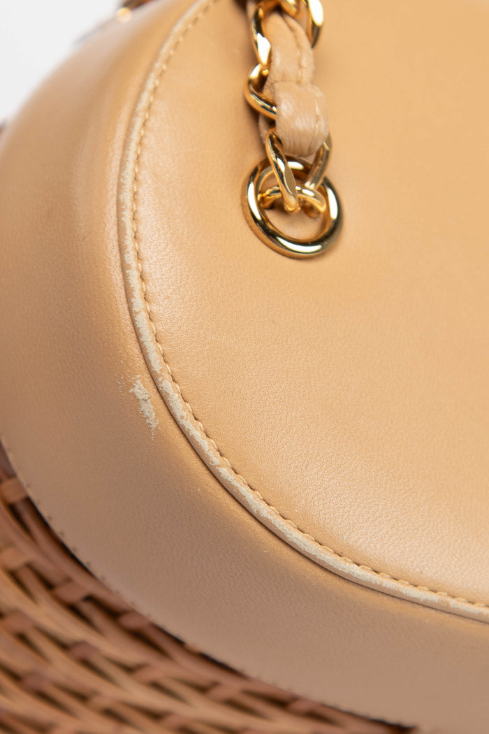 RARE 90s Chanel Beige Leather Basket Crossbody Bag