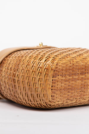 RARE 90s Chanel Beige Leather Basket Crossbody Bag