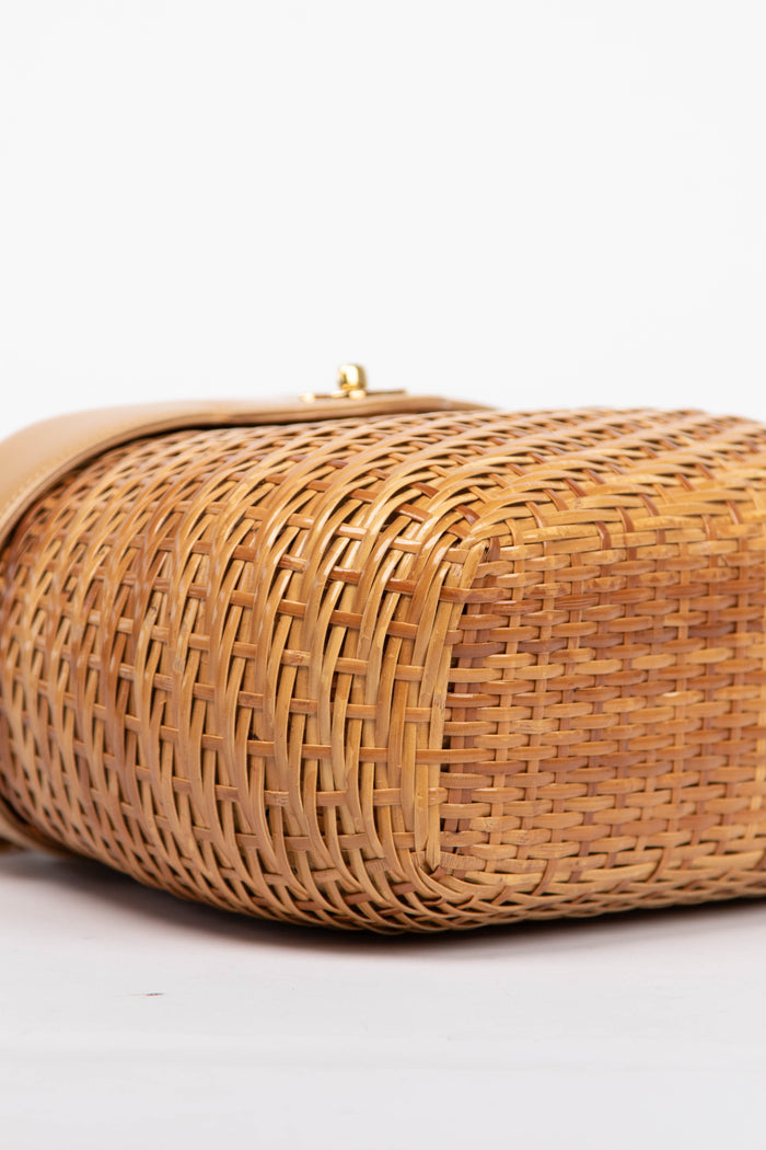 RARE 90s Chanel Beige Leather Basket Crossbody Bag
