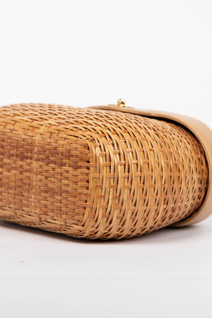 RARE 90s Chanel Beige Leather Basket Crossbody Bag