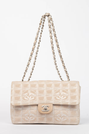 2000s Chanel Beige Travel Line Single Flap Shoulder Bag