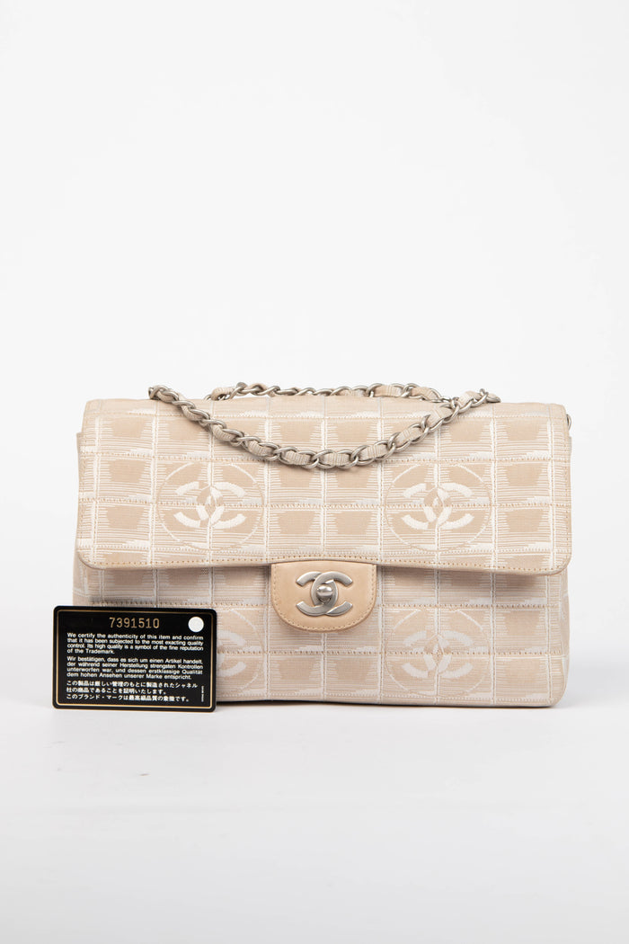 2000s Chanel Beige Travel Line Single Flap Shoulder Bag