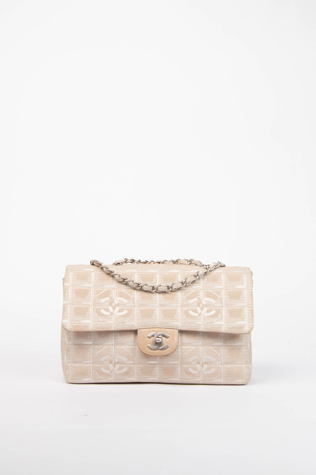 2000s Chanel Beige Travel Line Single Flap Shoulder Bag