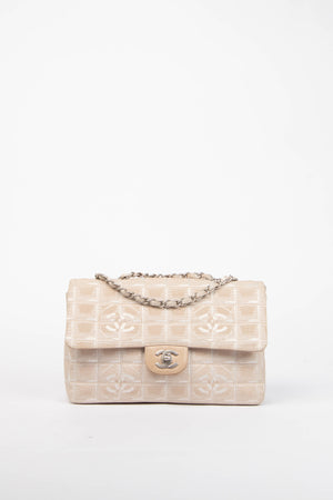 2000s Chanel Beige Travel Line Single Flap Shoulder Bag