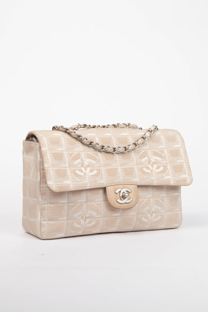 2000s Chanel Beige Travel Line Single Flap Shoulder Bag