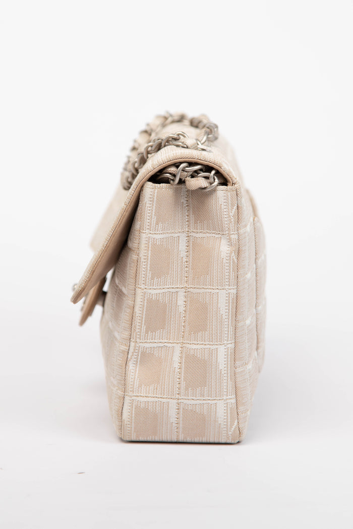 2000s Chanel Beige Travel Line Single Flap Shoulder Bag