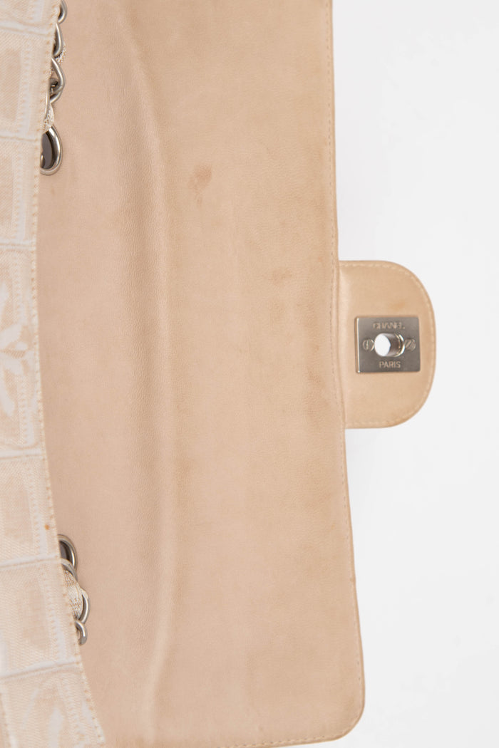 2000s Chanel Beige Travel Line Single Flap Shoulder Bag