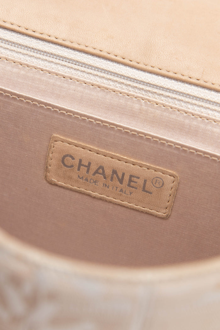 2000s Chanel Beige Travel Line Single Flap Shoulder Bag