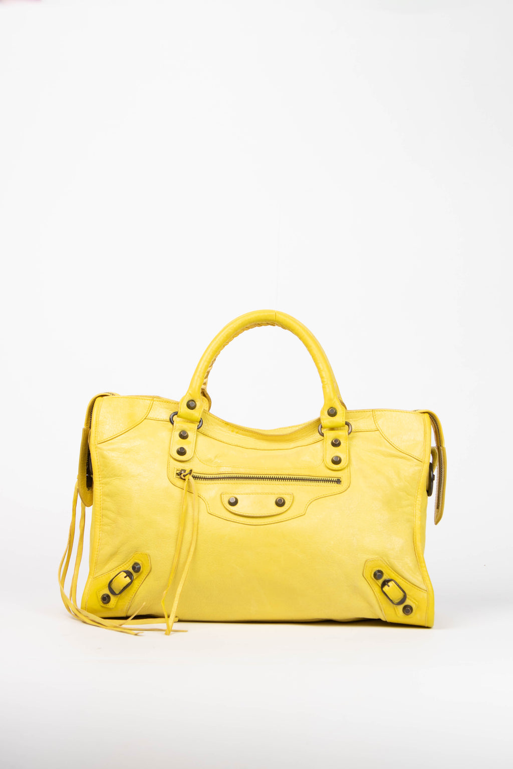 2000s Balenciaga Yellow Leather City Bag