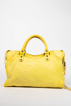 2000s Balenciaga Yellow Leather City Bag