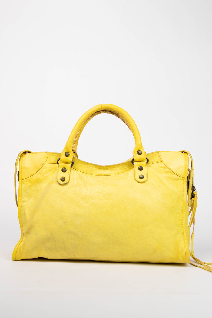 2000s Balenciaga Yellow Leather City Bag