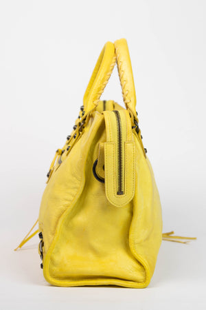 2000s Balenciaga Yellow Leather City Bag