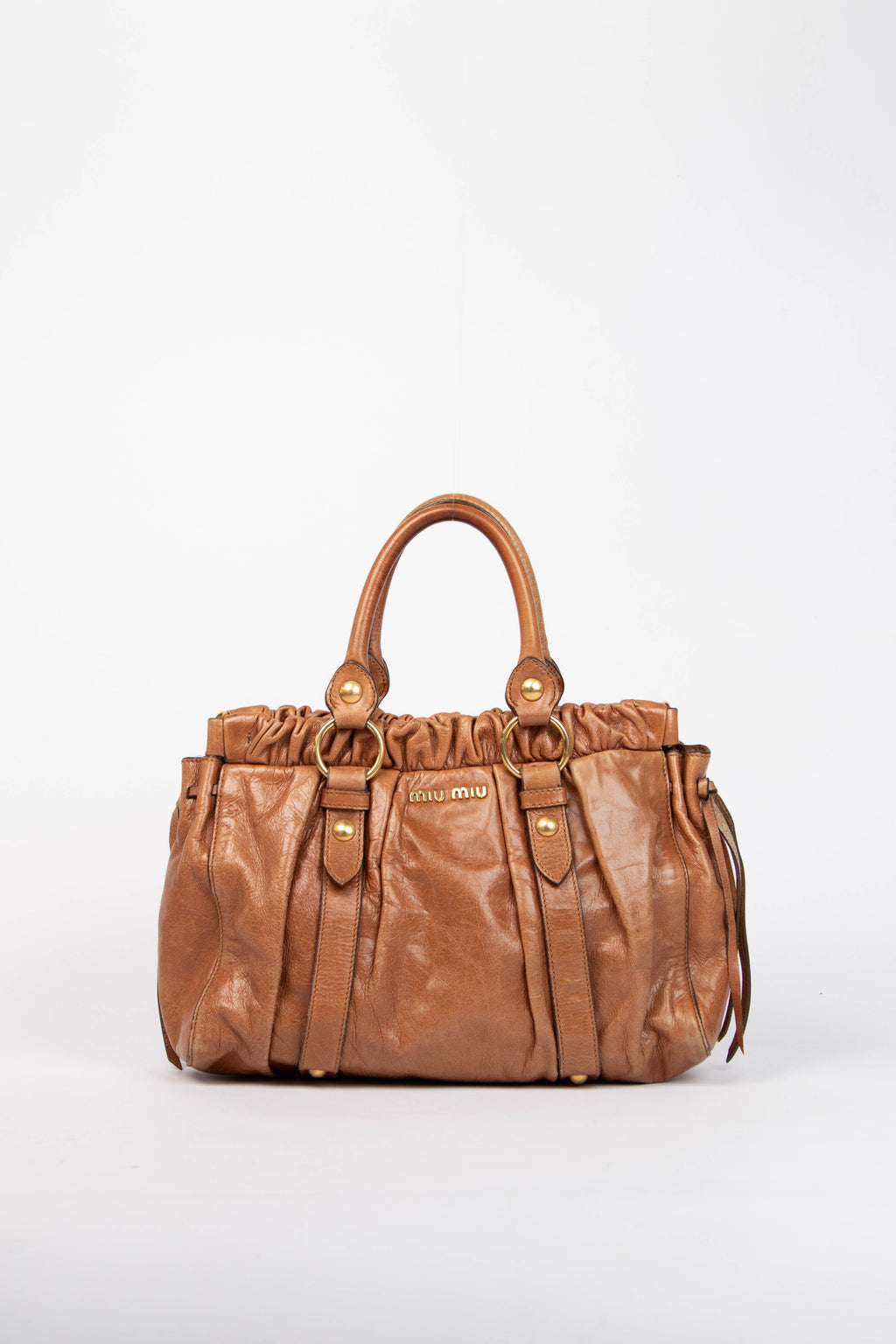 2000s Miu Miu Tan Vitello Shoulder Bag