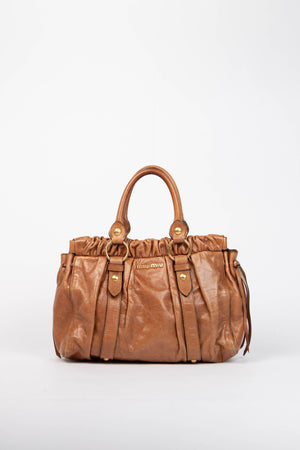 2000s Miu Miu Tan Vitello Shoulder Bag